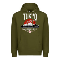 Army Green tokyo Premium Hoodie - artisFamous