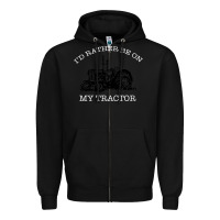 Black I'D Rather Be On My Tractor Zipper Hoodie - Bettercallsaul
