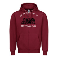 Burgundy I'D Rather Be On My Tractor Zipper Hoodie - Bettercallsaul