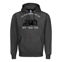 Charcoal Heather I'D Rather Be On My Tractor Zipper Hoodie - Bettercallsaul