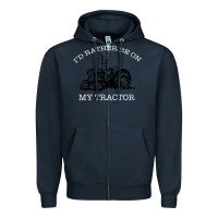 Navy I'D Rather Be On My Tractor Zipper Hoodie - Bettercallsaul
