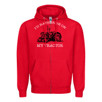 Red I'D Rather Be On My Tractor Zipper Hoodie - Bettercallsaul