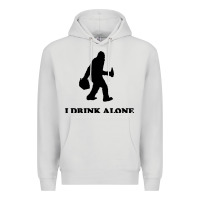 Dove Grey bigfoot sasquatch i drink alone Premium Hoodie - artisFamous