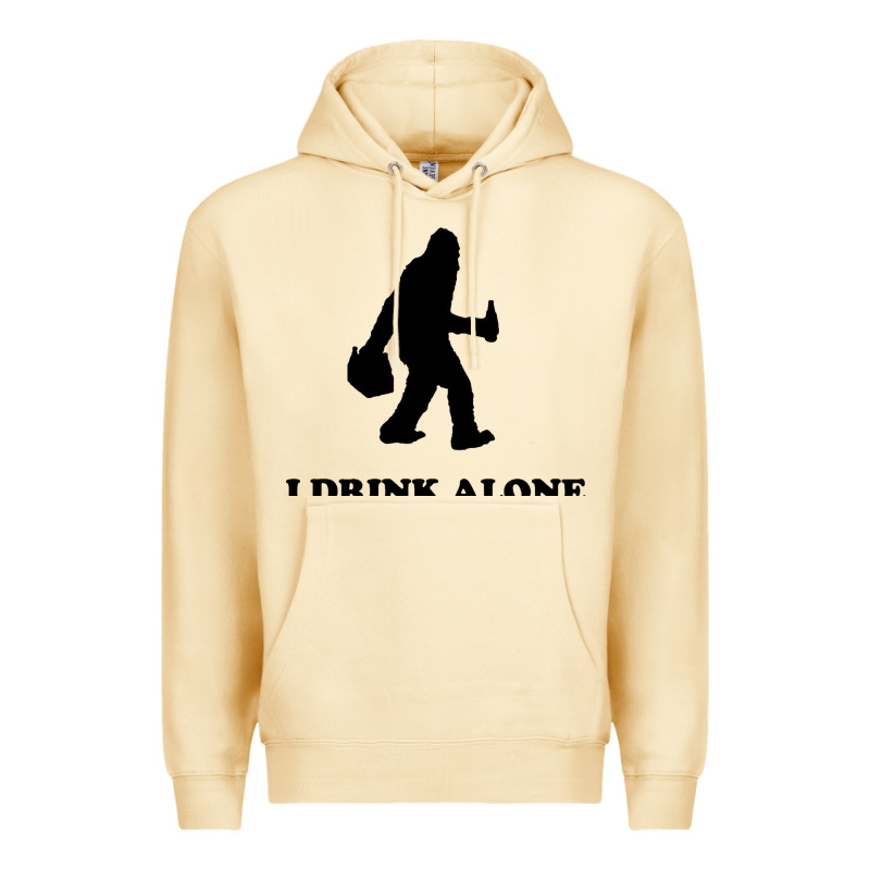 Bigfoot Sasquatch I Drink Alone Premium Hoodie by artisFamous | Teevron