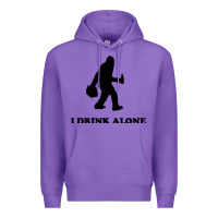 Purple bigfoot sasquatch i drink alone Premium Hoodie - artisFamous