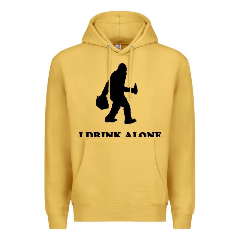 Bigfoot Sasquatch I Drink Alone Premium Hoodie by artisFamous | Teevron