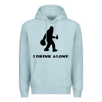 Blue Mist bigfoot sasquatch i drink alone Premium Hoodie - artisFamous