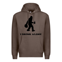 Coffee bigfoot sasquatch i drink alone Premium Hoodie - artisFamous