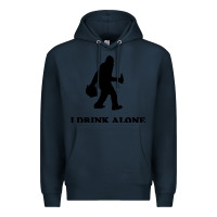 Navy bigfoot sasquatch i drink alone Premium Hoodie - artisFamous