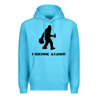 Ocean Blue bigfoot sasquatch i drink alone Premium Hoodie - artisFamous