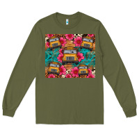 Army Green school bus leopard cowhide Long Sleeve Tee - Artiststas