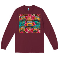 Burgundy school bus leopard cowhide Long Sleeve Tee - Artiststas