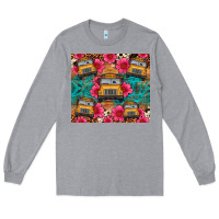 Heather Grey school bus leopard cowhide Long Sleeve Tee - Artiststas