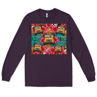 Plum school bus leopard cowhide Long Sleeve Tee - Artiststas