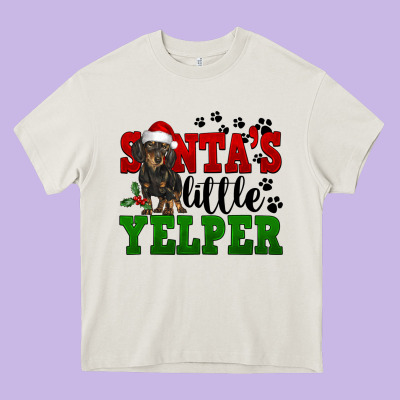 Santa's Little Yelper Heavy Core Tee Designed By Fadigitalartstudio