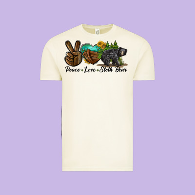 Peace Love Sloth Bear Vintage Tee Designed By Lillyallendesigns
