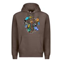 Coffee cross with butterflies cowhide background Premium Hoodie - BarkalooDesign