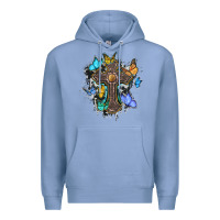 Colony Blue cross with butterflies cowhide background Premium Hoodie - BarkalooDesign
