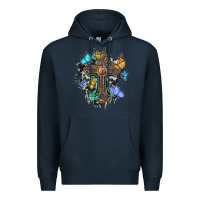 Navy cross with butterflies cowhide background Premium Hoodie - BarkalooDesign