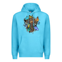 Ocean Blue cross with butterflies cowhide background Premium Hoodie - BarkalooDesign