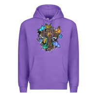 Purple cross with butterflies cowhide background Premium Hoodie - BarkalooDesign