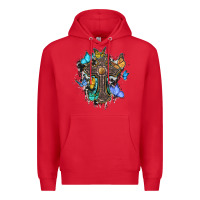 Red cross with butterflies cowhide background Premium Hoodie - BarkalooDesign