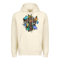 Sandshell cross with butterflies cowhide background Premium Hoodie - BarkalooDesign