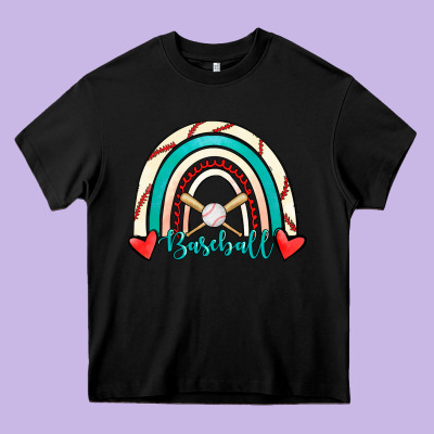 Baseball Rainbow Heavy Core Tee Designed By Ranaportraitstore