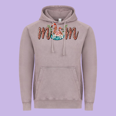 Mom Flamingo Vintage Hoodie Designed By Barkaloodesign