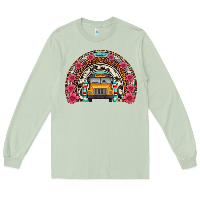 School Bus Leopard Cowhide Rainbow Long Sleeve Tee by Artiststas | Teevron