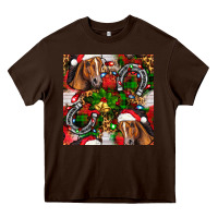Chocolate Brown christmas horse leopard Heavy Core Tee - FaDigitalArtStudio