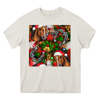 Cream christmas horse leopard Heavy Core Tee - FaDigitalArtStudio
