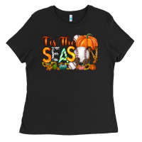 Black tis the season baseball Ladies Tee - RacoonDesign