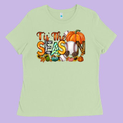 Tis The Season Baseball Ladies Tee Designed By Racoondesign
