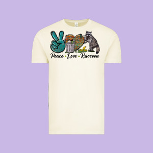 Peace Love Raccoon Vintage Tee Designed By Lillyallendesigns