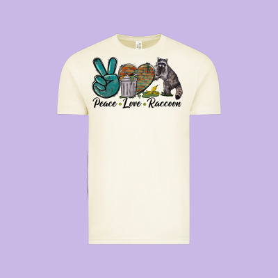 Peace Love Raccoon Vintage Tee Designed By Lillyallendesigns