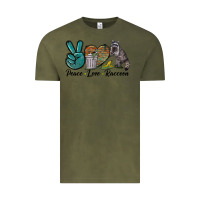 Vintage Olive Peace love raccoon Vintage Tee - LillyAllenDesigns