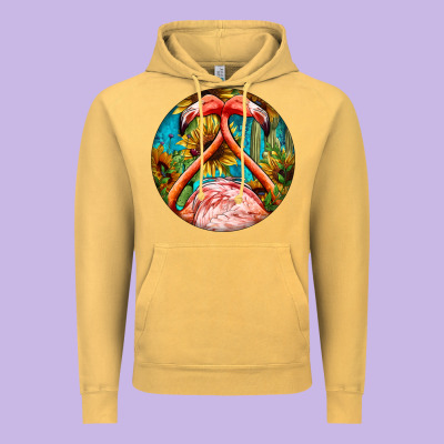 Flamingos With Western Background Vintage Hoodie Designed By Barkaloodesign