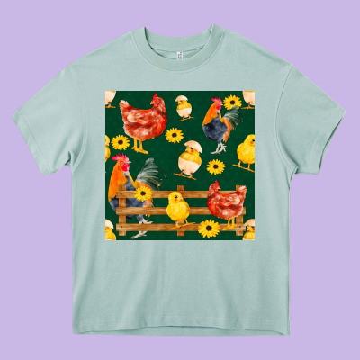 Farm Life Seamless Pattern Heavy Core Tee Designed By Fadigitalartstudio