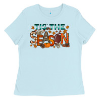 Baby Blue tis the season football Ladies Tee - RacoonDesign