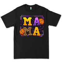 Black Purple and gold Basketball leopard frame Mama Premium Tee - LillyAllenDesigns