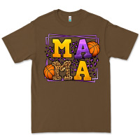 Cacao Purple and gold Basketball leopard frame Mama Premium Tee - LillyAllenDesigns