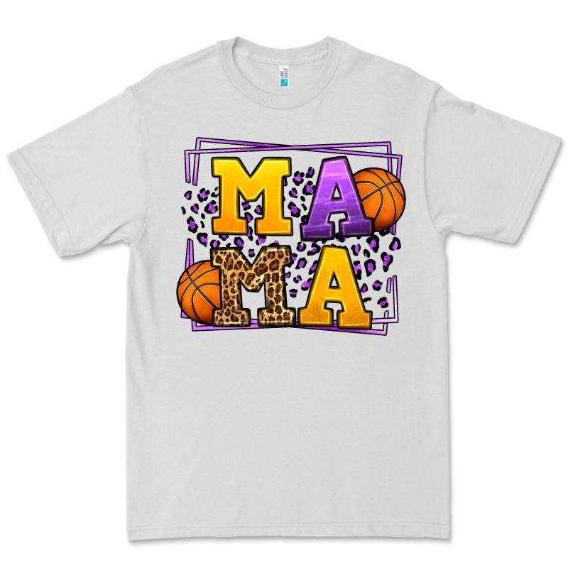 Purple And Gold Basketball Leopard Frame Mama Premium Tee by LillyAllenDesigns | Teevron