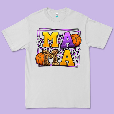 Purple And Gold Basketball Leopard Frame Mama Premium Tee Designed By Lillyallendesigns