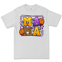 Dove Grey Purple and gold Basketball leopard frame Mama Premium Tee - LillyAllenDesigns