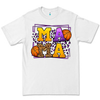 White Purple and gold Basketball leopard frame Mama Premium Tee - LillyAllenDesigns