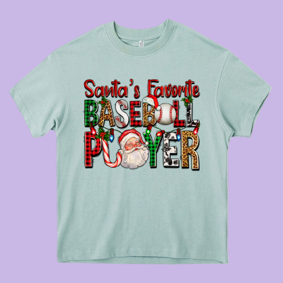 Santa's Favorite Baseball Player For Christmas Heavy Core Tee Designed By Fadigitalartstudio