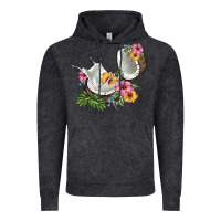 Vintage Black coconut with tropical leavers and flowers Vintage Hoodie - BarkalooDesign