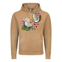 Vintage Camel coconut with tropical leavers and flowers Vintage Hoodie - BarkalooDesign