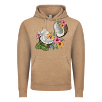 Vintage Coffee coconut with tropical leavers and flowers Vintage Hoodie - BarkalooDesign